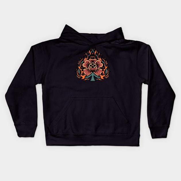 flaming rose tattoo Kids Hoodie by donipacoceng